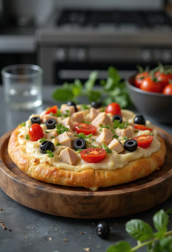 Focaccia med kalkunbryst og grønnsaker servert