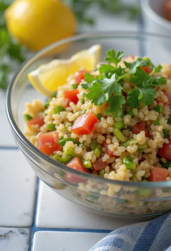 Tabbouleh med bulgur, friske grønnsaker og persille