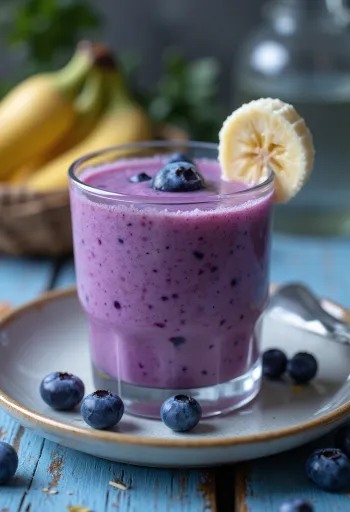 Blåbærsmoothie servert i glass