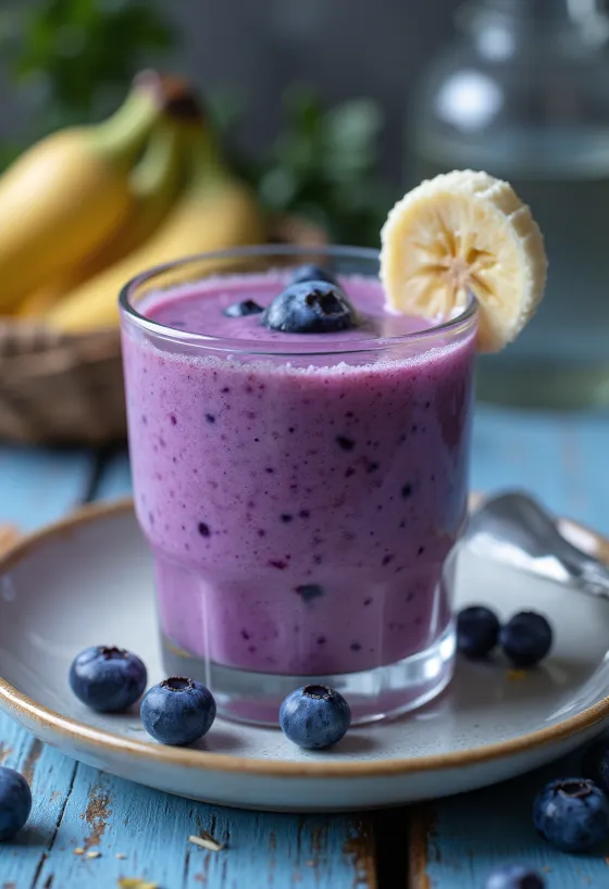 Blåbærsmoothie servert i glass