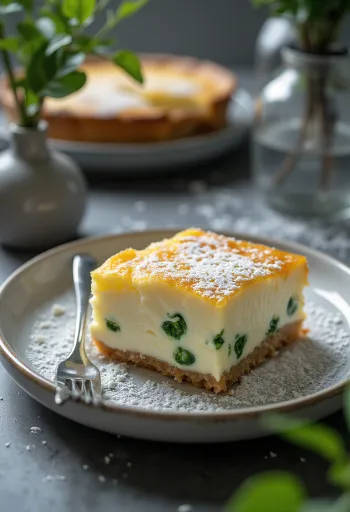 Nystekt kesamkake med dill, gyllenbrun, skåret i biter på et brett.