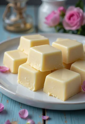 Klassisk Barfi, servert med mandler og safransmak