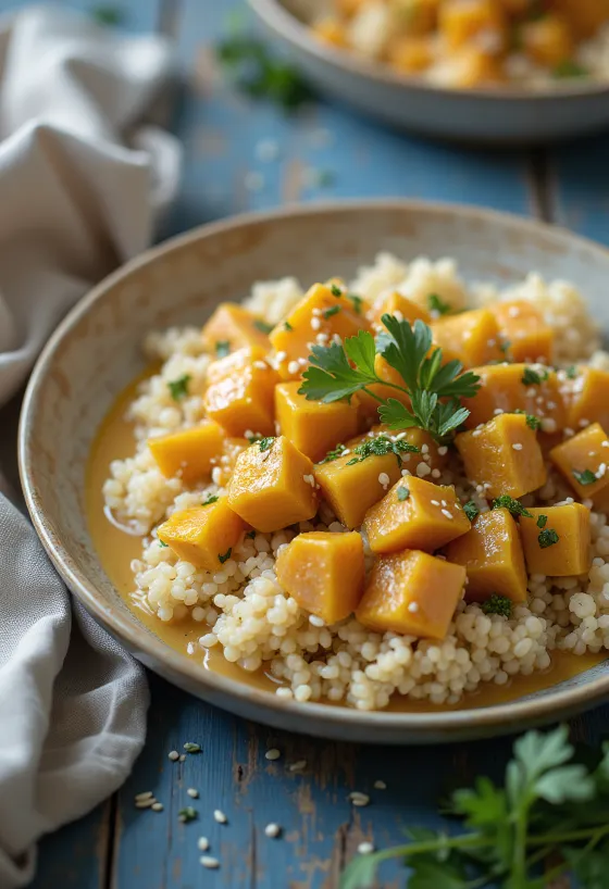Quinoacurry med gresskar og tahini