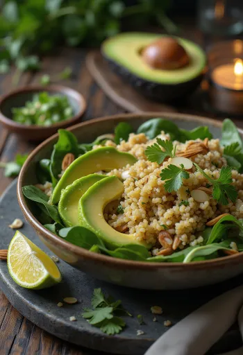 Avokado- og quinoa-buddhabolle med lime
