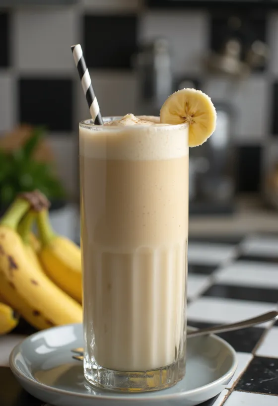 Bananmilkshake servert i glass