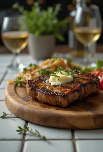 Grillet kengurufilet servert med ovnsbakte grønnsaker