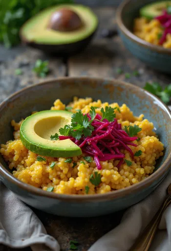 Avokado- og quinoa-buddhabolle med rødbete