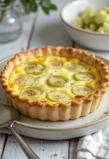 Quiche au Poireau servert