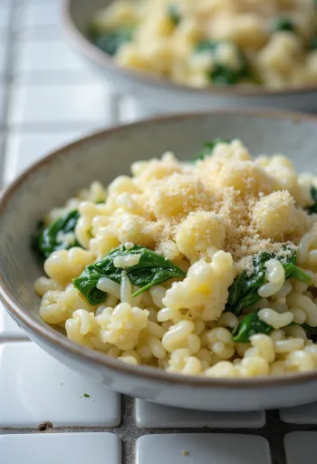 Blomkålrisotto med spinat servert