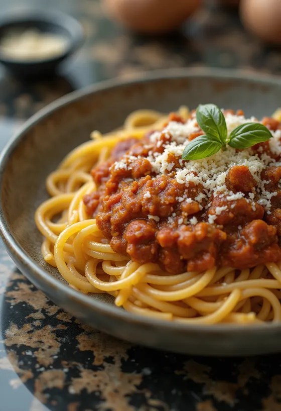 Spaghetti Bolognese, klassisk italiensk pasta med tomatbasert kjøttsaus