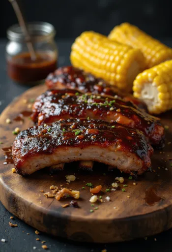 BBQ-spare ribs med mais servert