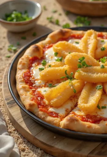 Japansk pizza med tempura-grønnsaker