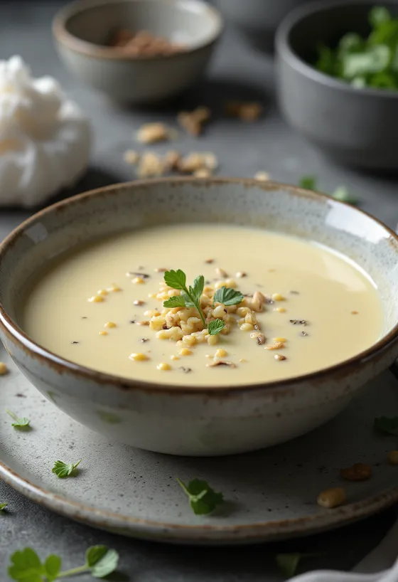 Kremet kålsuppe servert