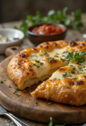 Gyldenbrun stekt calzone med mozzarella