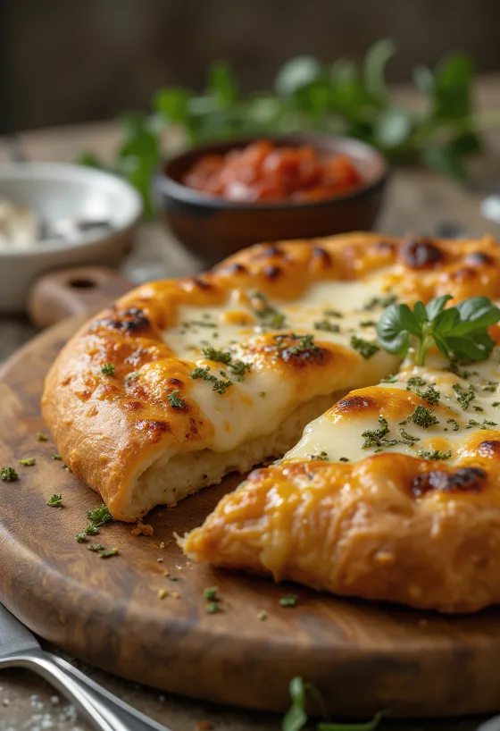 Gyldenbrun stekt calzone med mozzarella