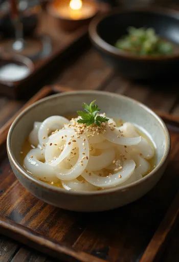 Sunomono daikon, japansk salat med frisk koriander og sesamfrø