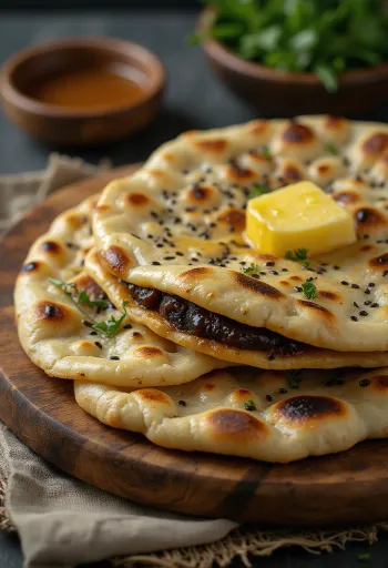 Naan med valmuefrø servert