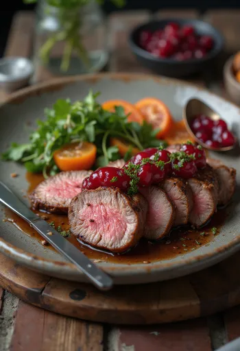 Grillet strutsekjøtt servert med frisk salat