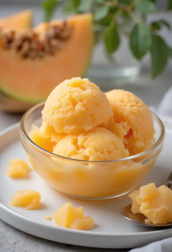 Melonsorbet hjemmelaget forfriskende dessert