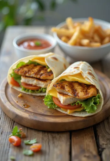 Kyllingwrap med friske grønnsaker, grillet kyllingbryst og yoghurtdressing