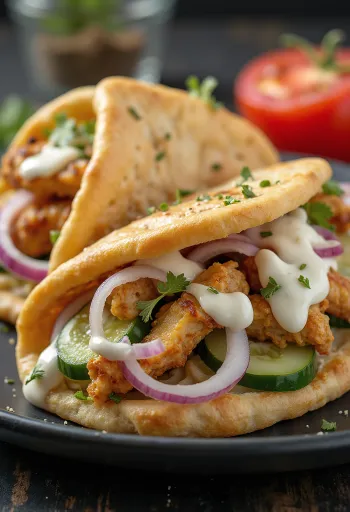 Gyros med kylling servert