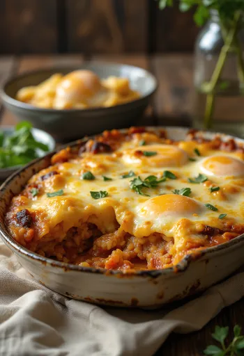 Vegansk aubergine-moussaka med bulgur servert