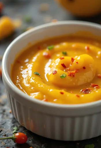 BBQ-saus med mango og chili servert