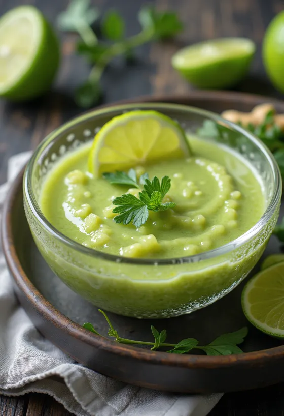 Rosmarin- og lime-ingefærsaus servert