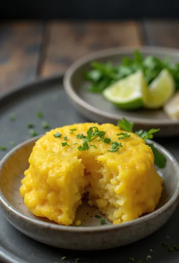 Tamalito med lime, frisk rett laget av maismel, servert med frisk lime