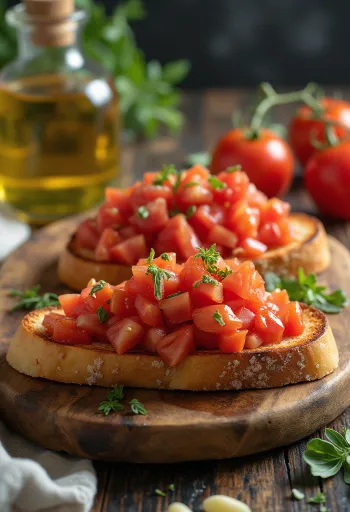 Vegansk bruschetta servert med tomat