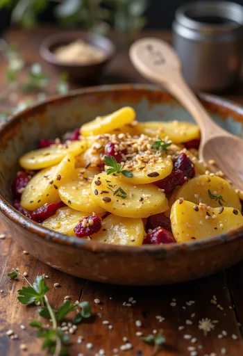 Vegansk potetgrateng med rødbeter