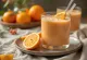 Appelsin- og hylleblomstsmoothie i glass, pyntet med frisk hylleblomst