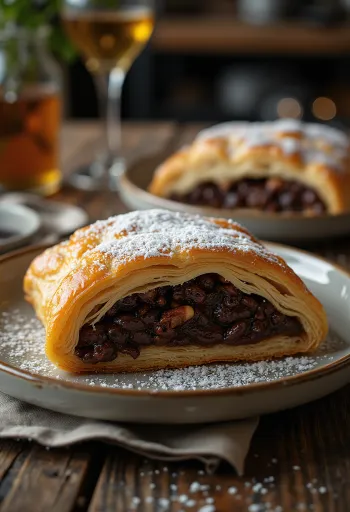 Sjokoladestrudel servert på et fat
