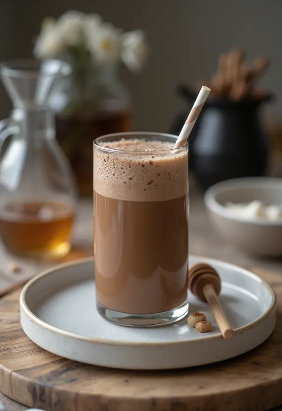 Sjokolademilkshake servert i glass