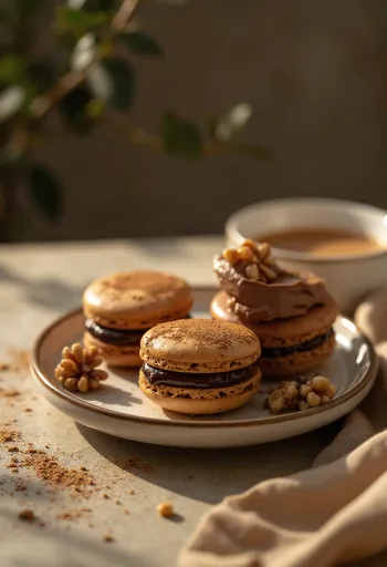 Macarons med valnøtter og sjokolade