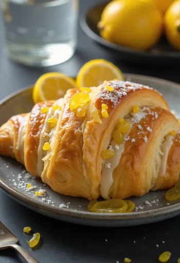 Croissant med kandisert sitron servert