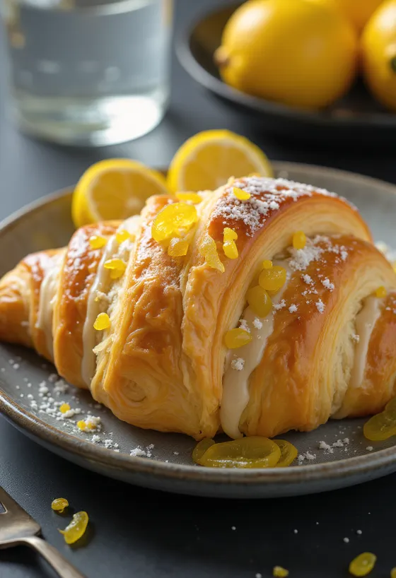 Croissant med kandisert sitron servert