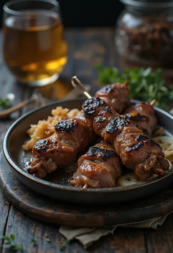 Storfekebab servert i pita med frisk persille og yoghurtdressing