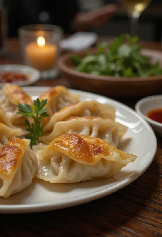 Klassisk gyoza, servert sprø