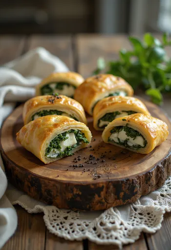 Spinat- og fetastrudel nystekt, med sprø deig