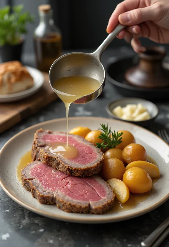 Tafelspitz servert med poteter og eplepepperrot