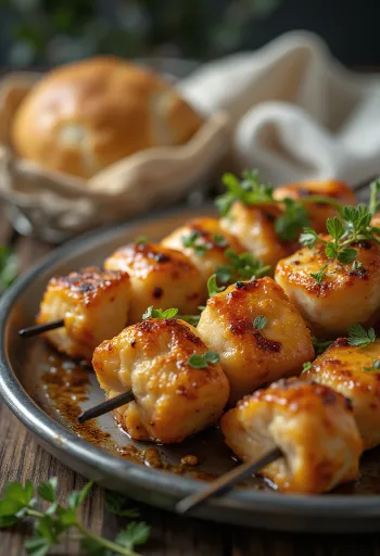 Tavuk Şiş grillet kyllingspyd i yoghurtmarinade