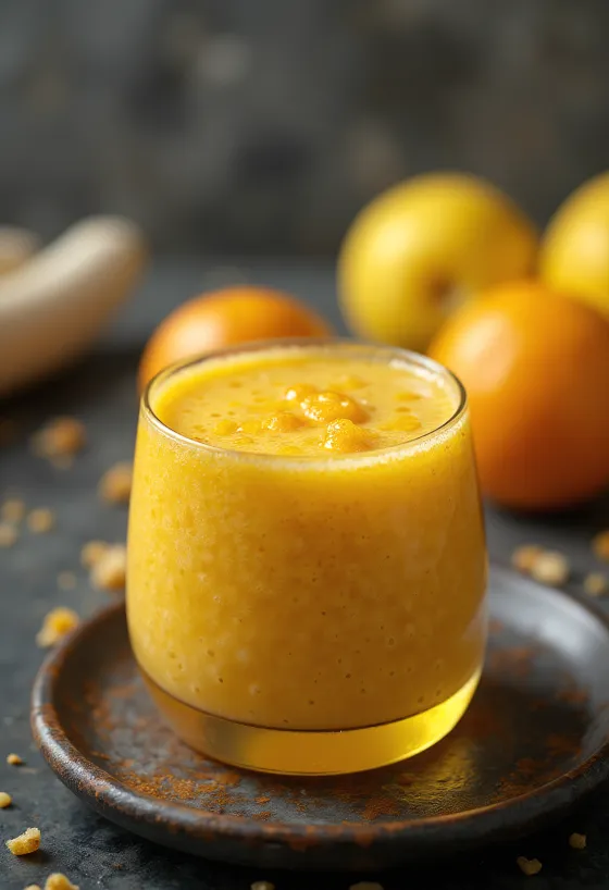Appelsin-banan smoothie i glass
