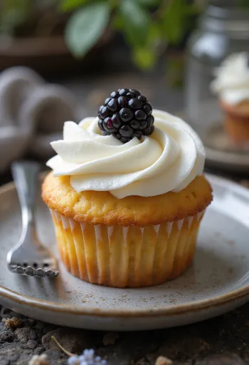 Bjørnebærcupcakes servert