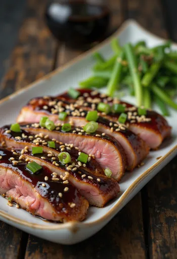 Teriyaki-and, japansk andebryst med saus og sesamfrø