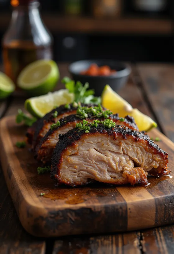 Jerk pork servert med ris og bønner