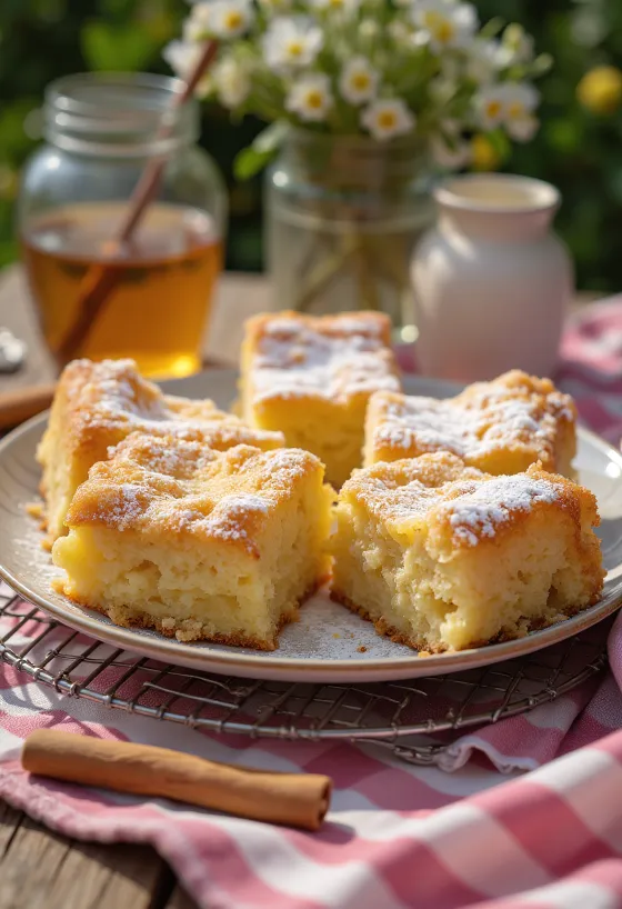 Honning- og kanelkake servert