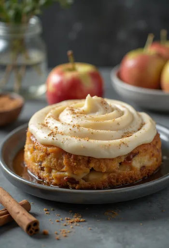 Kanel-eplemoussekake pyntet med epleskiver