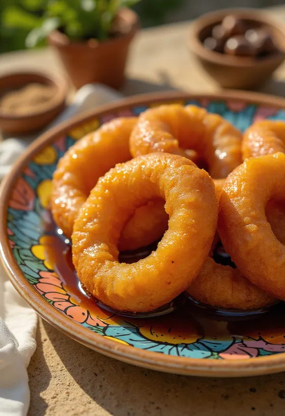 Picarones peruansk søtpotetsmultring med melasse