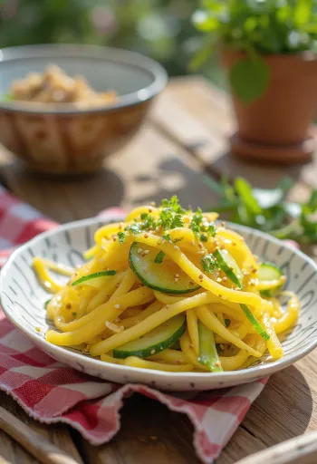 Takuan salat, med frisk koriander og sesamfrø